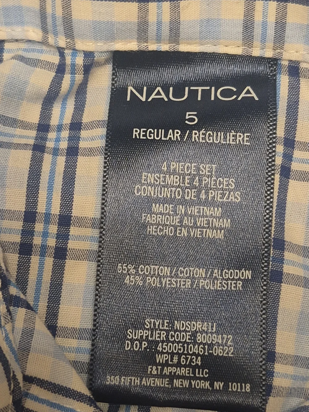 Nautica Blue and White Plaid Button-Down Shirt